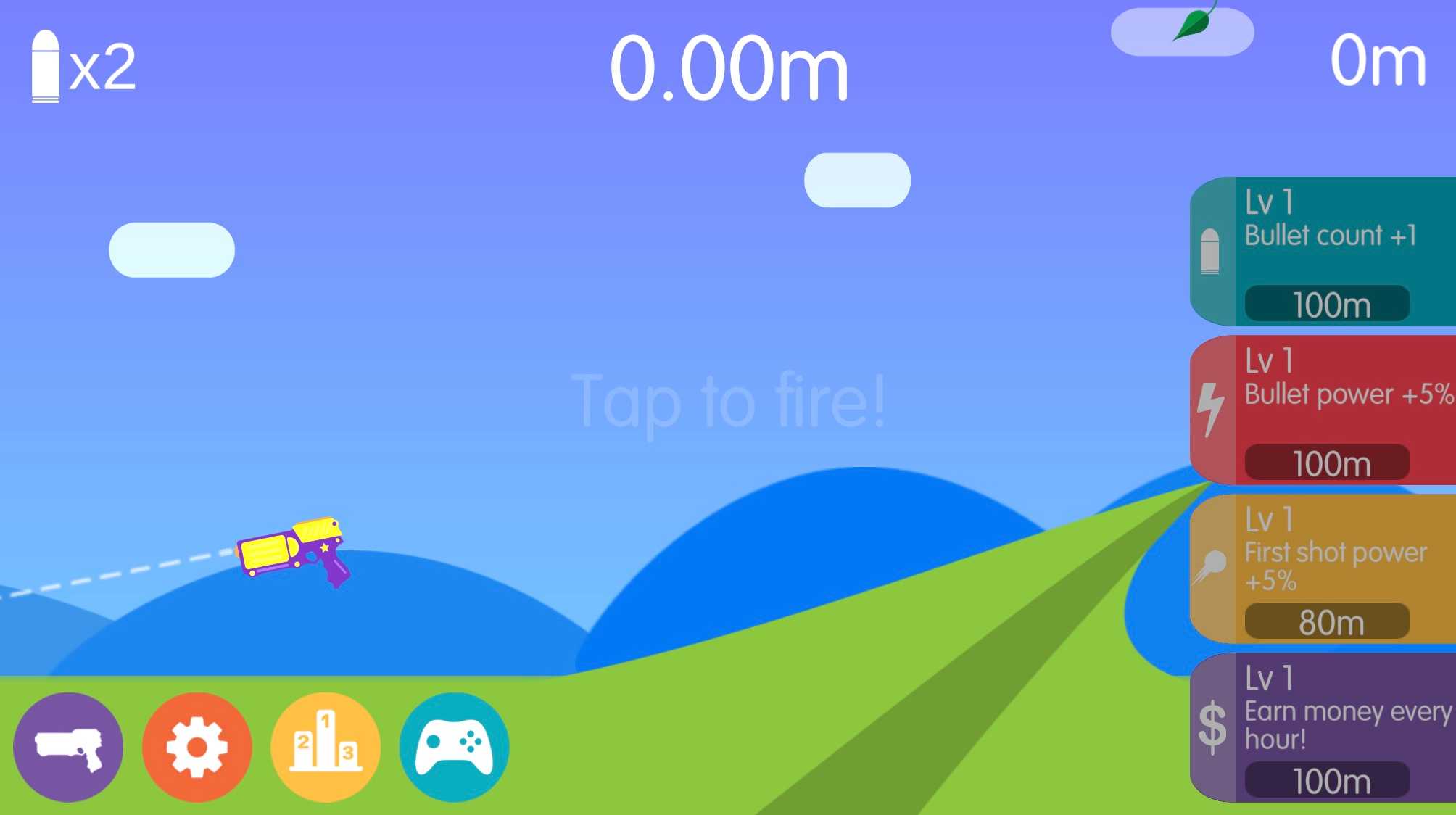 Kickback Dash gameplay showing weapon recoil physics and flying gun mechanics